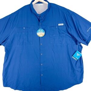 Columbia PFG Tamiami II Shirt Mens Big 6X Blue Omni-Shade UPF 40 NEW $45
